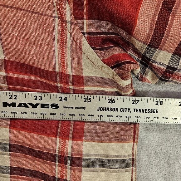 Van Heusen Mens XXL breathable Linen Plaid Red Gray Business casual vacation - Picture 5 of 14
